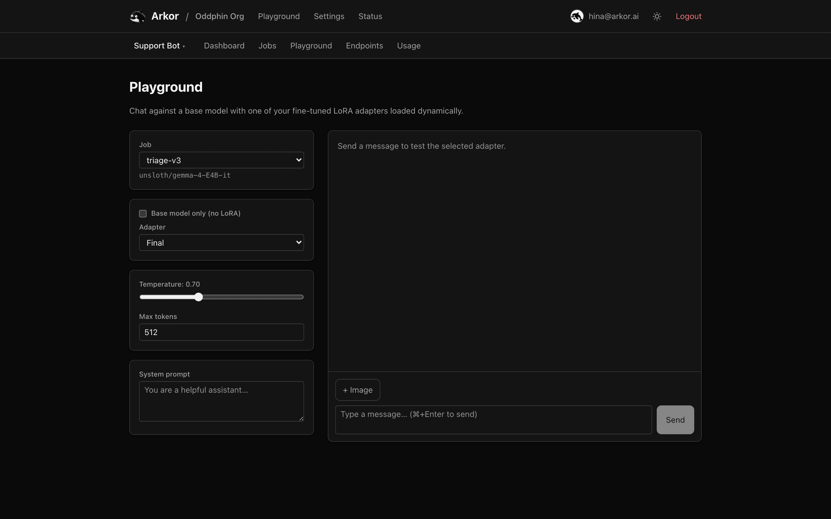The Playground composer, with the image attachment control next to the message box